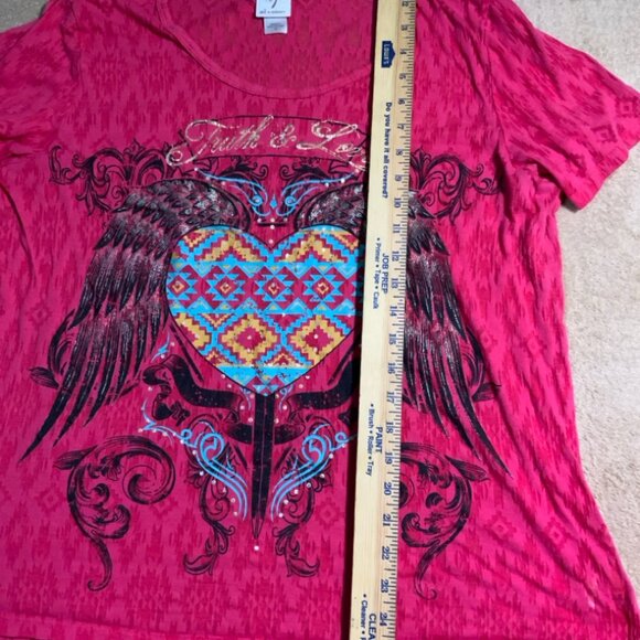 Self Esteem Sz 1XL Pink Shirt Truth Love Heart Wings Digger (C) - Picture 8 of 11